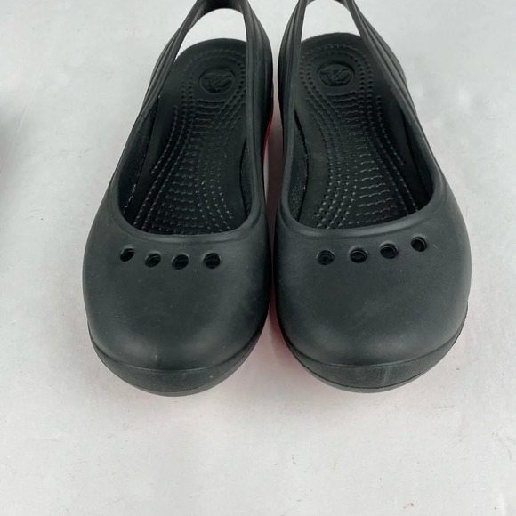 Crocs Womens 5 Black Pink Tone Skylar Slingback Flat Comfort Shoe - Picture 4 of 6